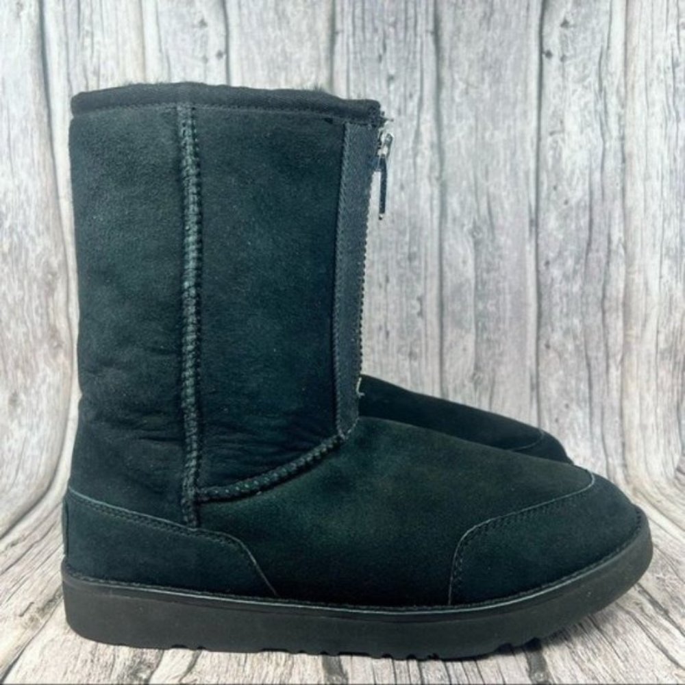 UGG Classic Short Zip Phillip Lim Black Suede Sheepskin Boots Women's Size 9.5 - Picture 1 of 8